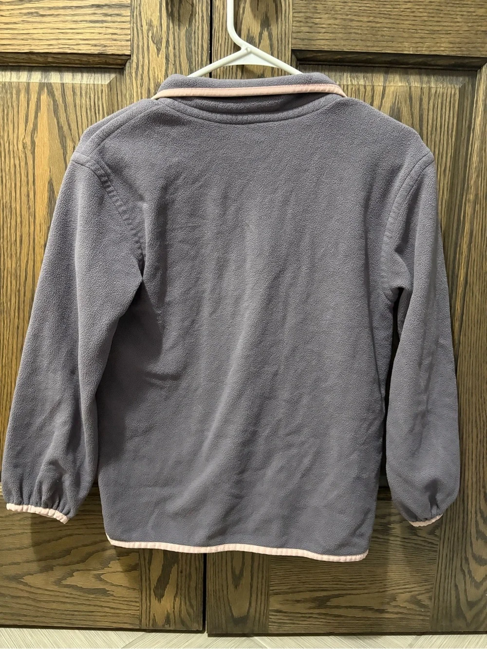 Athleta Gray/Lavender Fleece Snap Pullover with Pink Trim
